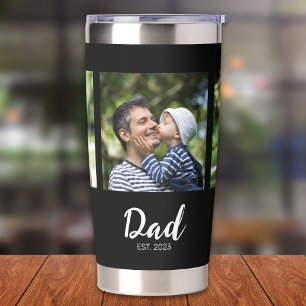 Dad Established Script Black 3 Photo Insulated Tumbler