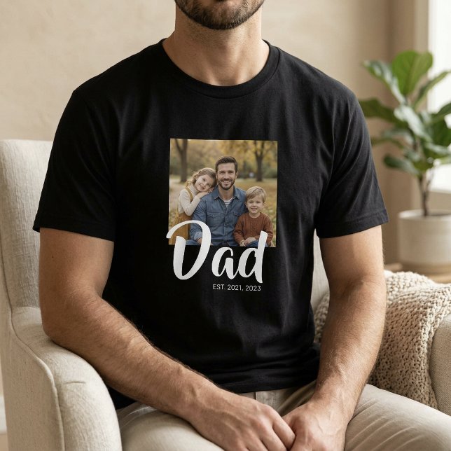 Dad Established Script Photo T-Shirt (Dad Established Script Photo T-Shirt)