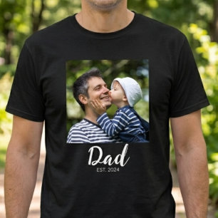Dad Established Script Photo  T-Shirt