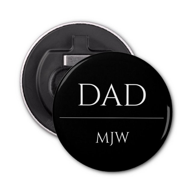 Dad Established Simple Black Initials Bottle Opener (Front)