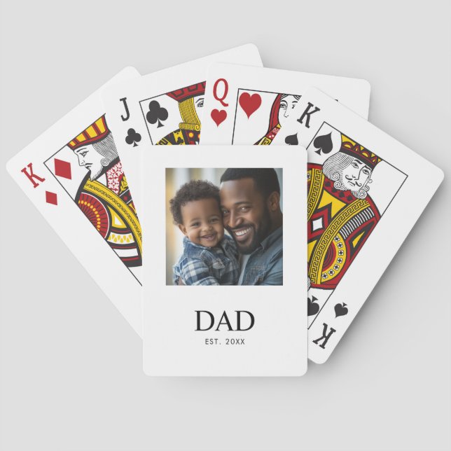 Dad Established Simple Black Photo  Playing Cards (Back)