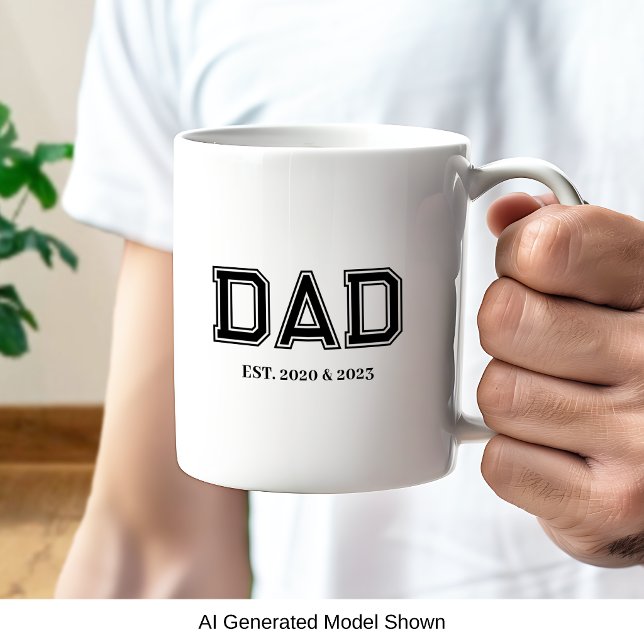 Dad Established Simple Modern College Typography Coffee Mug (Dad Established: the perfect customizable college style text design with the years he became a dad)