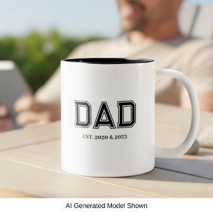 Dad Established Simple Modern College Typography Two-Tone Coffee Mug