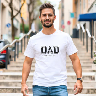 Dad Established Simple Modern Typography White T-Shirt