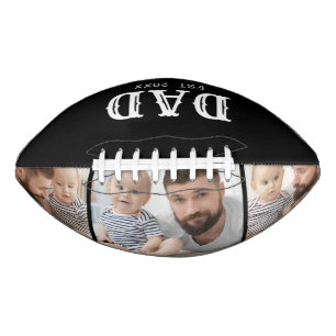 Dad Established Typography Black 3 Photo Football