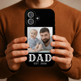 Dad Established Typography Photo Black iPhone 16 Case