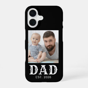 Dad Established Typography Photo Black iPhone 16 Case