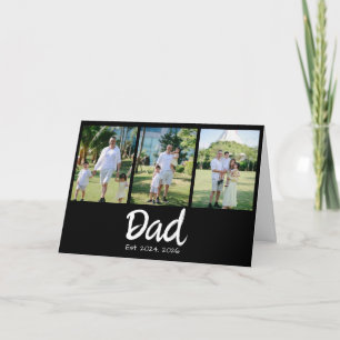 Dad Established white script 3 Photo Thank You Card