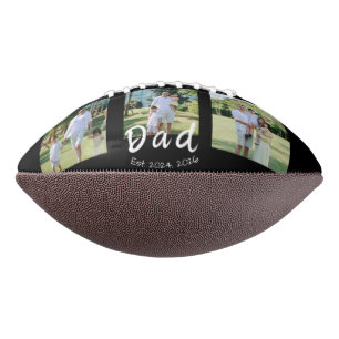Dad Established white script Black 3 Photo Football