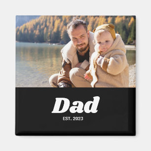 Dad Established White Typography Magnet