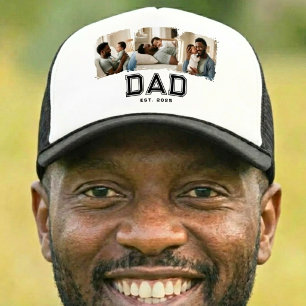 Dad Established Year 3 Photo Bold Black White Hat