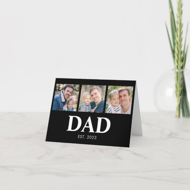 Dad Established Year 3 Photo Fathers Day Card (Front)