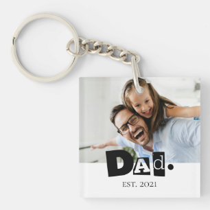 Dad Established Year Custom Photo Christmas Daddy Key Ring