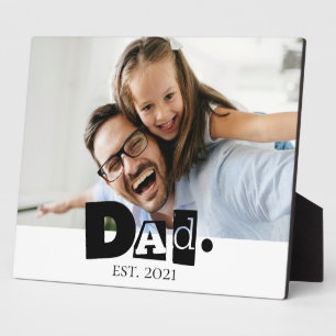 Dad Established Year Custom Photo Daddy Gift Plaque