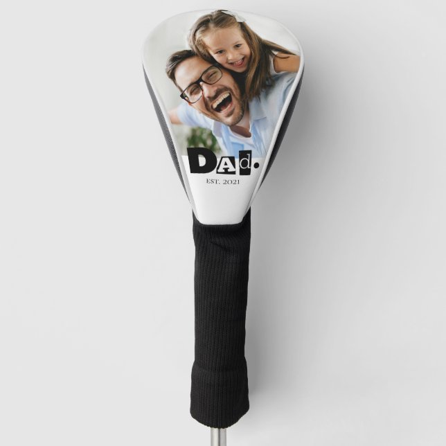 Dad Established Year Custom Photo Father Gift Golf Head Cover (Front)