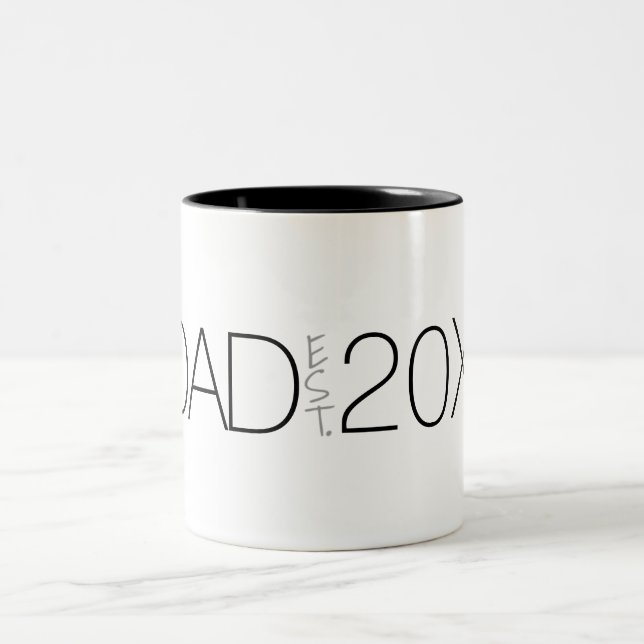 Dad Established Year Modern Script design  Two-Tone Coffee Mug (Center)