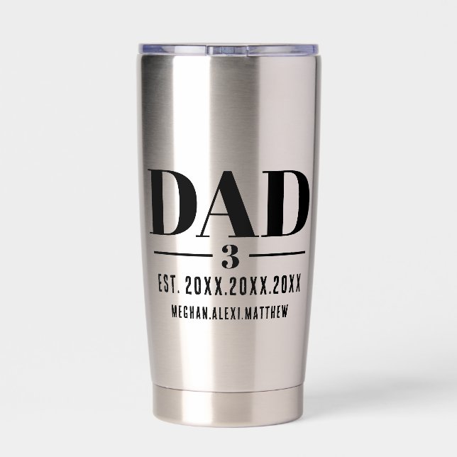 Dad Established Year Names Number Bold Font Insulated Tumbler (Back)