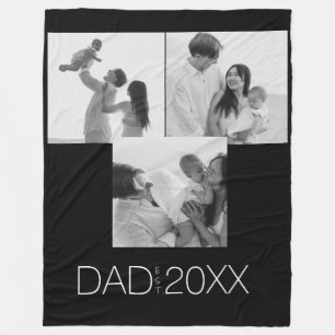 Dad Established Year Photo Gifts Modern Father Fleece Blanket