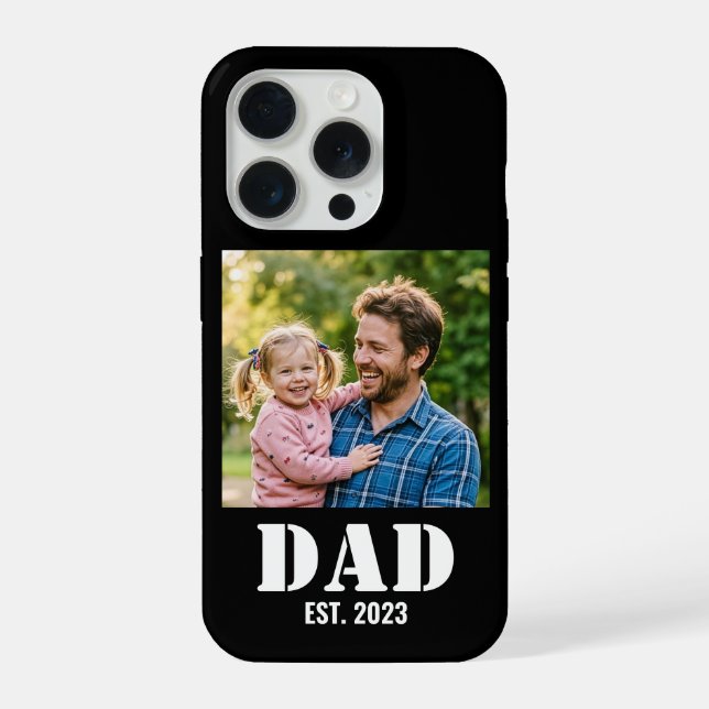 Dad Established Year Photo Memory Gift iPhone Case (Back)