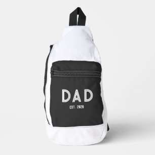Dad Established Year White Text Simple Typography Sling Bag