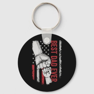 Dad Ever Aamerican Flag Fist Bump Patriotic Key Ring