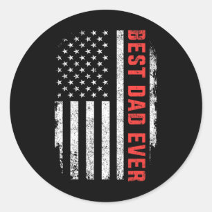 Dad Ever American Flag Fathers Day Birthday Christ Classic Round Sticker