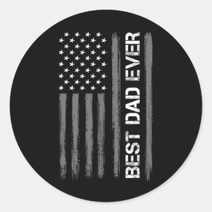 Dad Ever American Flag Funny Fathers Day For Mens Classic Round Sticker