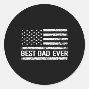 Dad Ever With Us American Flag Gift Men Fathers Da Classic Round Sticker