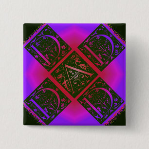 Dad Fancy Text Purple and Blue 15 Cm Square Badge
