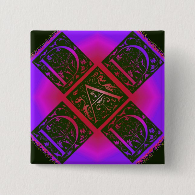 Dad Fancy Text Purple and Blue 15 Cm Square Badge (Front)