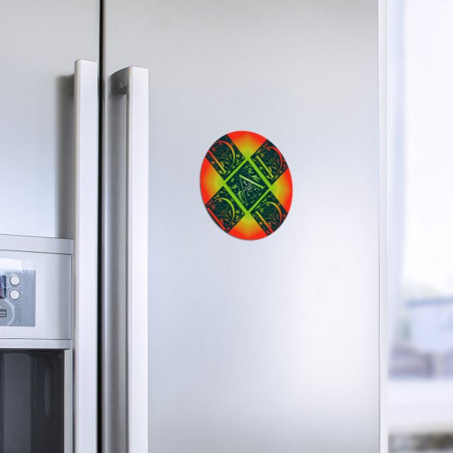 Dad Fancy Typography Pattern Black & Orange Magnet (Creator Uploaded)