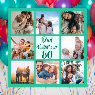 Dad fantastic at 80 birthday photo magnetic card