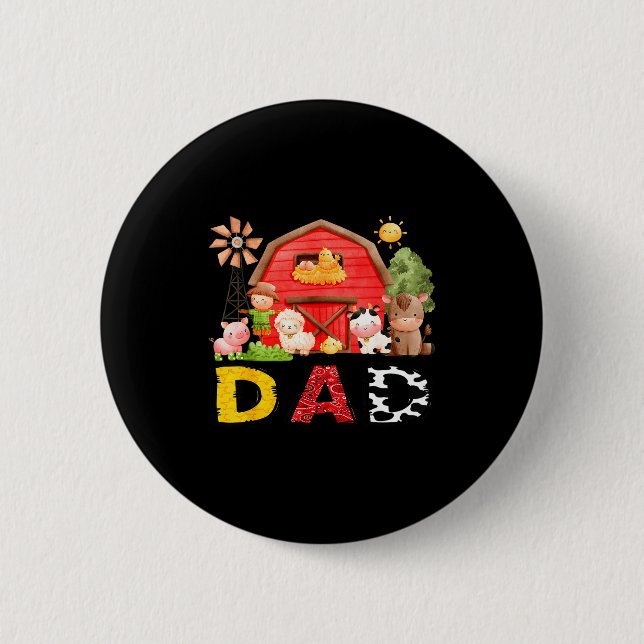 Dad Farm Cow Birthday Boy Matching Family Matching 6 Cm Round Badge (Front)