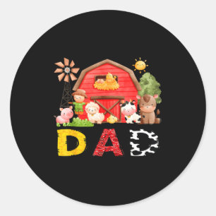 Dad Farm Cow Birthday Boy Matching Family Matching Classic Round Sticker
