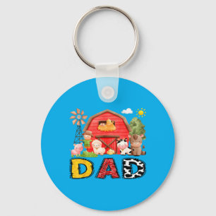 Dad Farm Cow Birthday Boy Matching Family Matching Key Ring