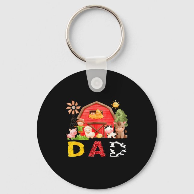 Dad Farm Cow Birthday Boy Matching Family Matching Key Ring (Front)