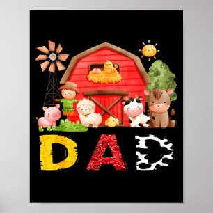Dad Farm Cow Birthday Boy Matching Family Matching Poster