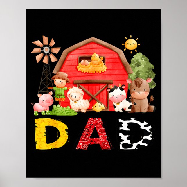 Dad Farm Cow Birthday Boy Matching Family Matching Poster (Front)