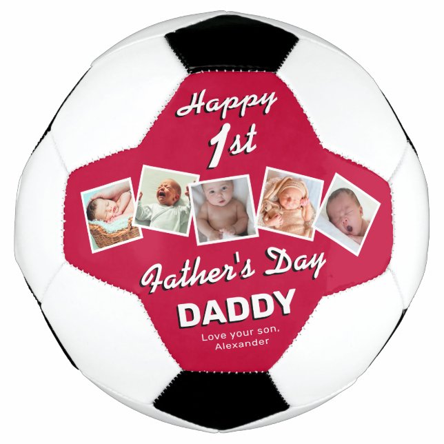 Dad Father Photo Collage Soccer Ball (Front)