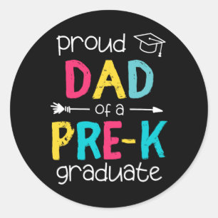 Dad Father Prek Preschool Family Matching Graduati Classic Round Sticker