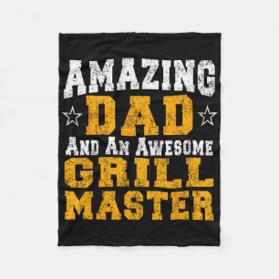 Dad Father Rbecue Shirt Bbq Grill Master Pit Boss  Fleece Blanket