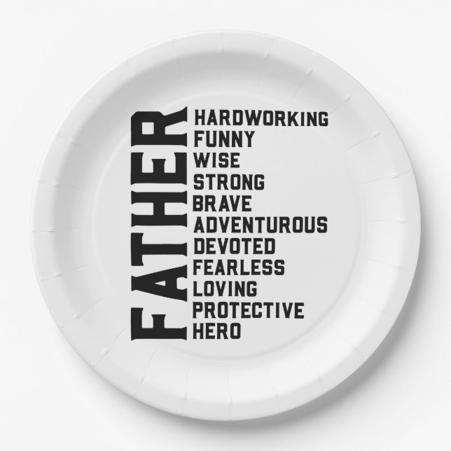 Dad Father's day gift.  Daddy birthday present.  F Paper Plate (Front)