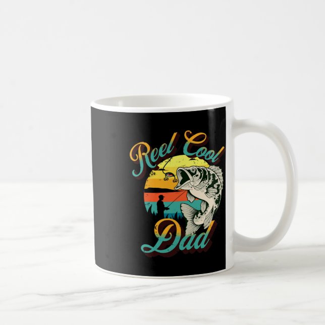 Dad Fathers Day Gift Real Cool Dad Fishing  Coffee Mug (Right)