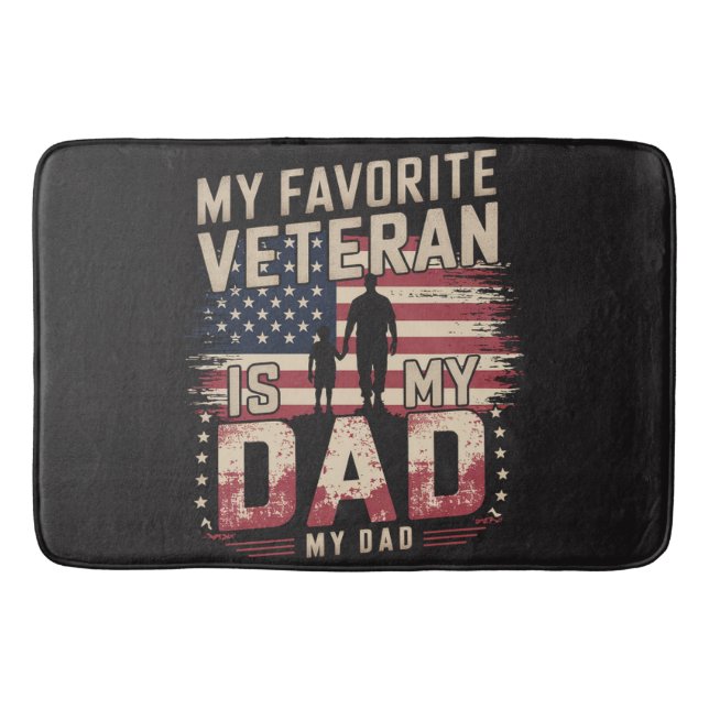 Dad Father's Day My Favourite Veteran Bath Mat (Front)