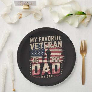 Dad Father's Day My Favourite Veteran Paper Plate