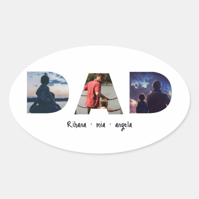 Dad Father's day personalized photo gift  Oval Sticker (Front)