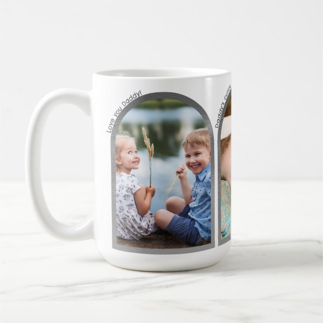 Dad | Fathers Day Photo Collage & Text Modern Arch Coffee Mug (Left)