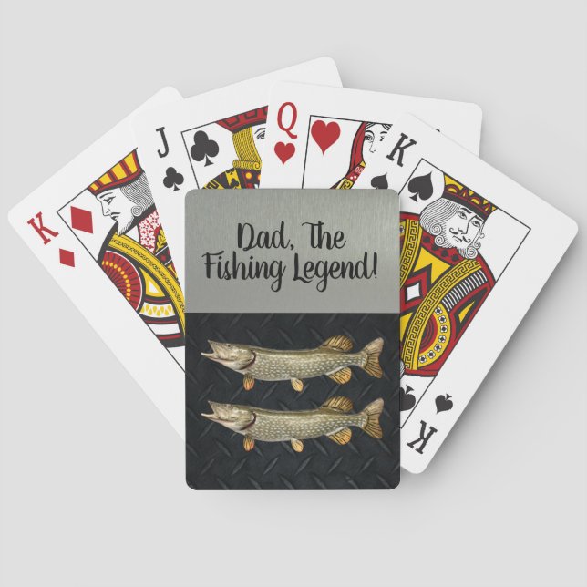 Dad Fishing Legend Northern Pike Fisherman Playing Cards (Back)