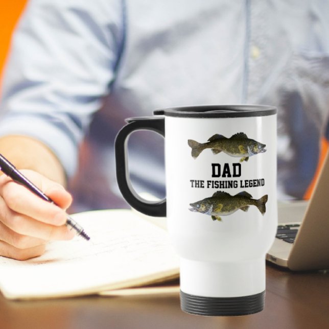Dad Fishing Legend Walleye Fish Father's Day Travel Mug (Creator Uploaded)