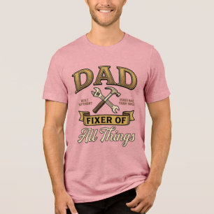 Dad Fixer of All Things Vintage Engraving Shirt_1 Tri-Blend Shirt